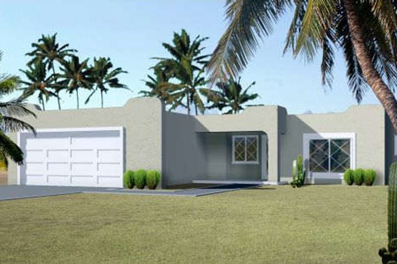 House Design - Adobe / Southwestern Exterior - Front Elevation Plan #1-1080