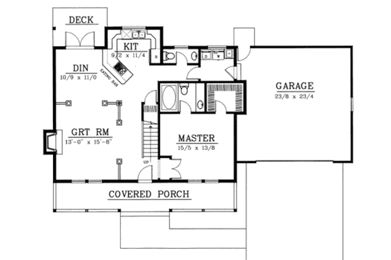 Floor Plan - Main Floor for Colonial House Plan #100-225 - 3 bed, 2.5 bath