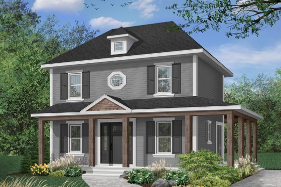 Exterior - Front Elevation 6 for Colonial House Plan #23-261 - 3 bed, 2 bath