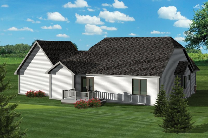 House Plan Design - Exterior - Rear Elevation for Craftsman House Plan #70-1042 - 2 bed, 2 bath