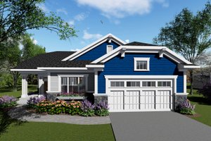 Ranch Exterior - Front Elevation Plan #70-1416