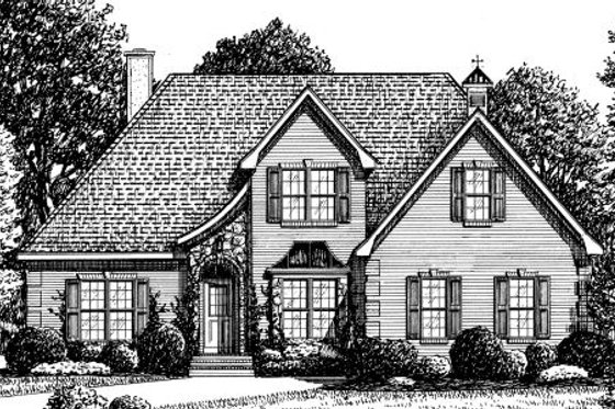 Exterior - Front Elevation for European House Plan #34-219 - 4 bed, 3 bath
