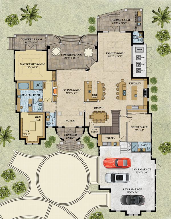 Mediterranean Floor Plan - Main Floor Plan #548-18