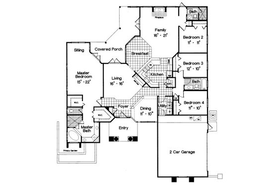 Floor Plan - Main Floor for Mediterranean House Plan #417-252 - 4 bed, 3 bath