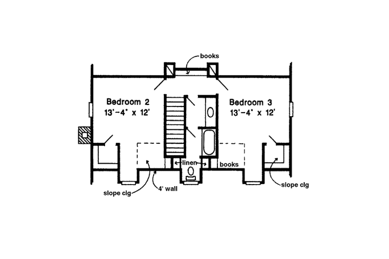 House Blueprint - Floor Plan - Upper Floor for Southern House Plan #410-167 - 3 bed, 2.5 bath
