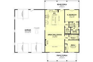 Floor Plan - Main Floor for Barndominium House Plan #430-419 - 2 bed, 2 bath