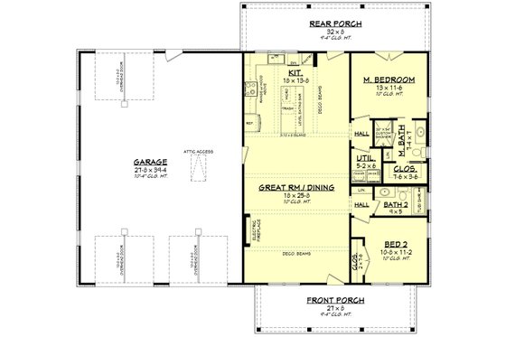 Floor Plan - Main Floor for Barndominium House Plan #430-419 - 2 bed, 2 bath