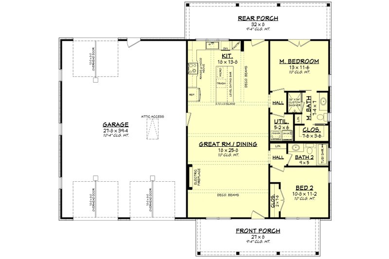 House Plan Design - Floor Plan - Main Floor for Barndominium House Plan #430-419 - 2 bed, 2 bath