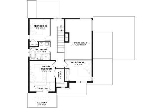 Floor Plan - Upper Floor for Modern House Plan #23-2308 - 4 bed, 2 bath