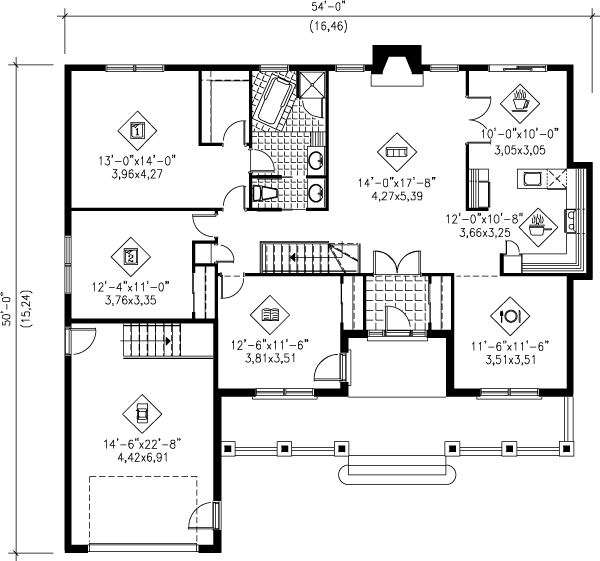 Country Floor Plan - Main Floor Plan #25-1011