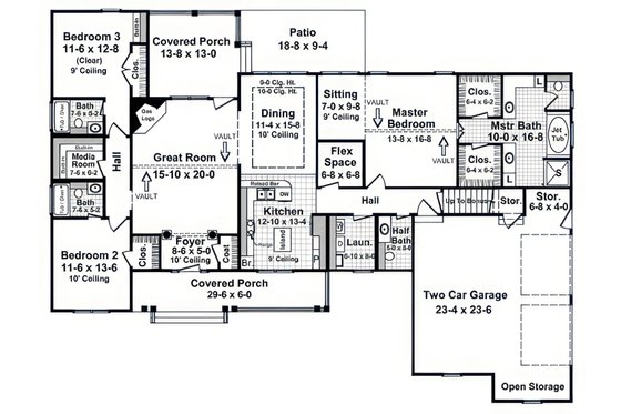Floor Plan - Main Floor for Traditional House Plan #21-653 - 3 bed, 3.5 bath
