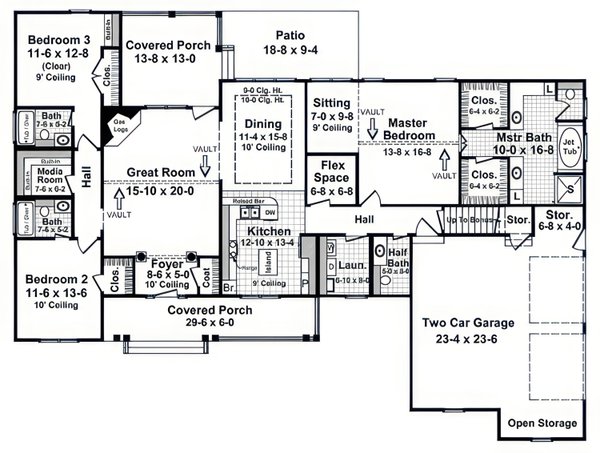 House Blueprint - Floor Plan - Main Floor for Traditional House Plan #21-653 - 3 bed, 3.5 bath