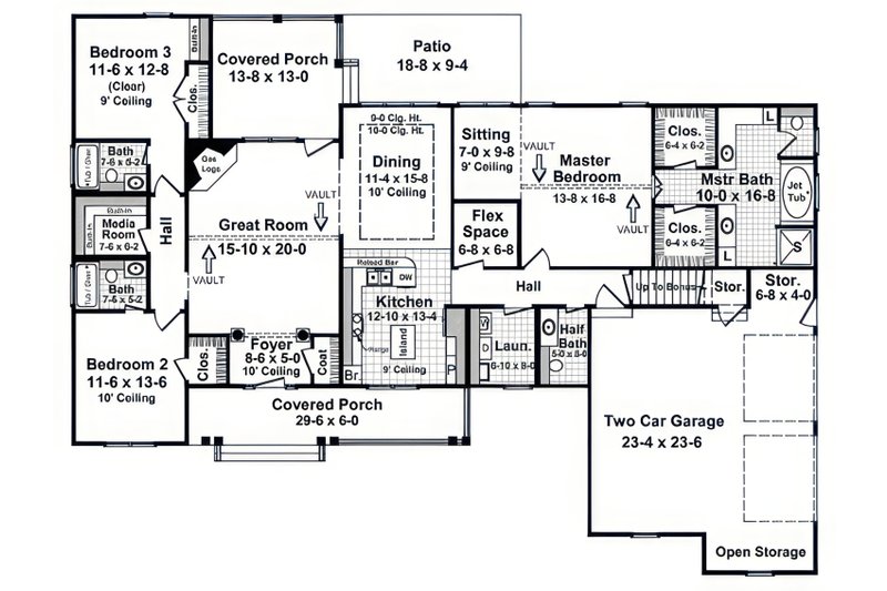 House Blueprint - Floor Plan - Main Floor for Traditional House Plan #21-653 - 3 bed, 3.5 bath