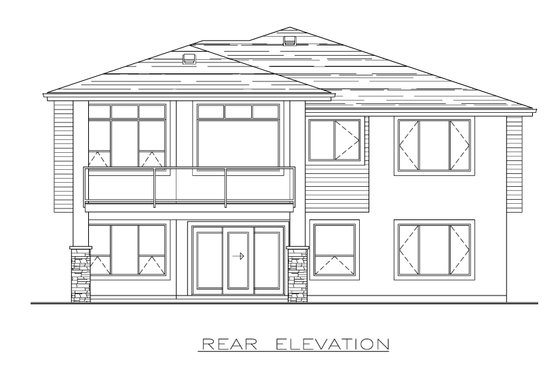 Exterior - Rear Elevation for Prairie House Plan #1100-12 - 2 bed, 2 bath