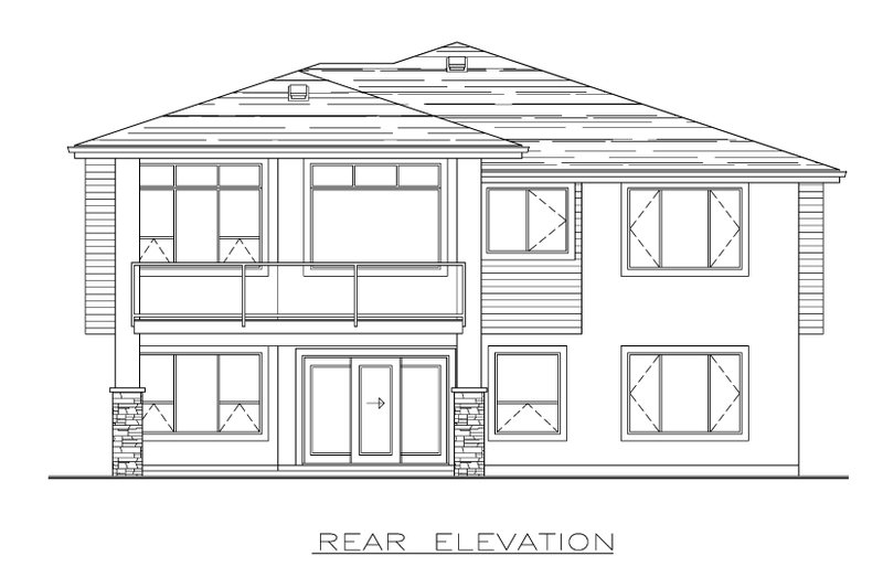 Home Plan - Exterior - Rear Elevation for Prairie House Plan #1100-12 - 2 bed, 2 bath