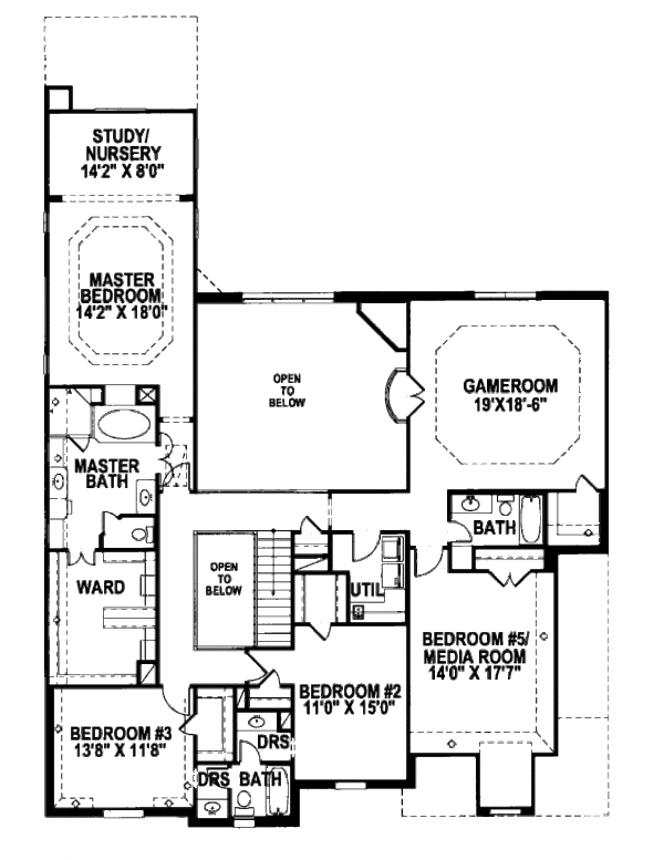 European Floor Plan - Upper Floor Plan #141-355