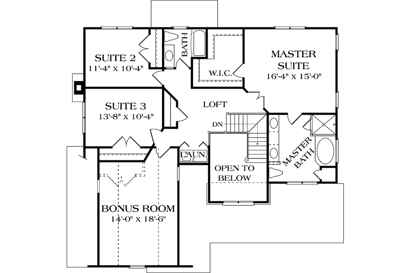 Dream House Plan - Floor Plan - Upper Floor for Craftsman House Plan #453-531 - 3 bed, 2.5 bath