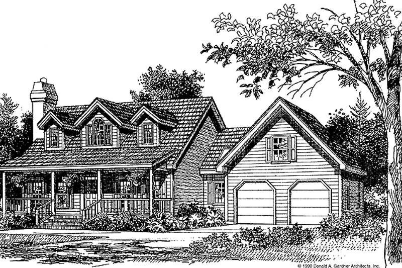 House Blueprint - Country Exterior - Front Elevation Plan #929-67