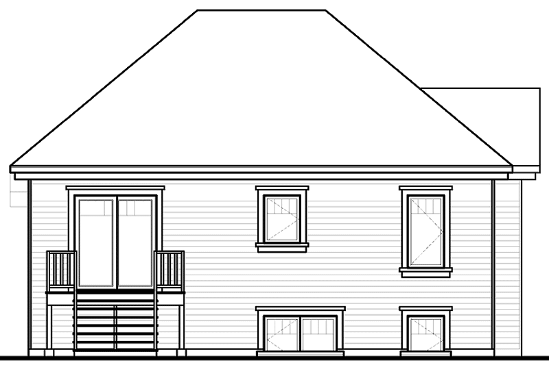 Home Plan - Exterior - Rear Elevation for European House Plan #23-2388 - 2 bed, 1 bath