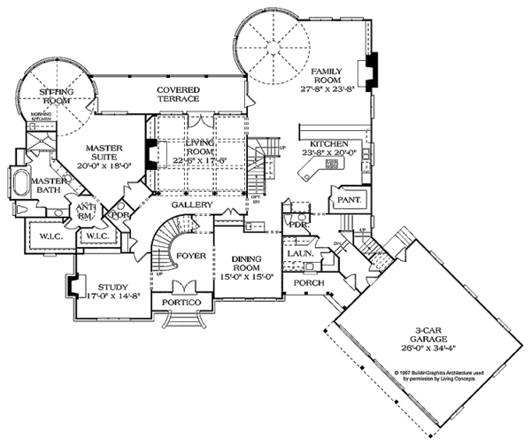Architectural House Design - Country Floor Plan - Main Floor Plan #453-244
