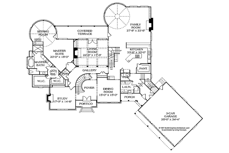 Dream House Plan - Floor Plan - Main Floor for Country House Plan #453-244 - 6 bed, 6 bath