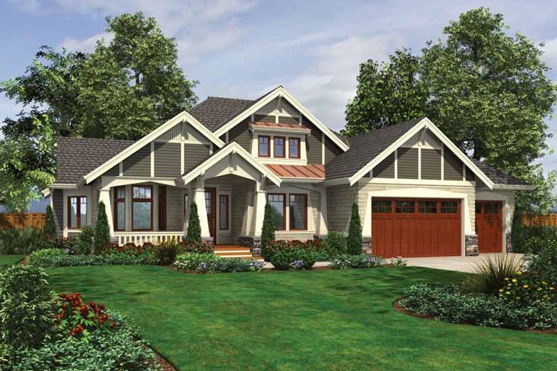 Architectural House Design - Exterior - Front Elevation 3 for Ranch House Plan #132-534 - 3 bed, 2 bath