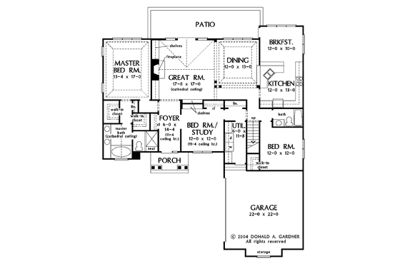 Floor Plan - Main Floor for Craftsman House Plan #929-732 - 3 bed, 2 bath