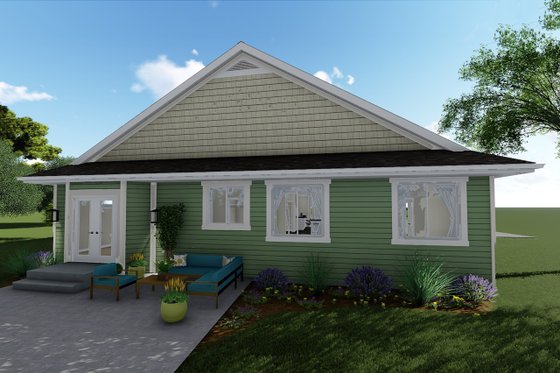 Exterior - Rear Elevation 1 for Ranch House Plan #1060-40 - 2 bed, 2 bath