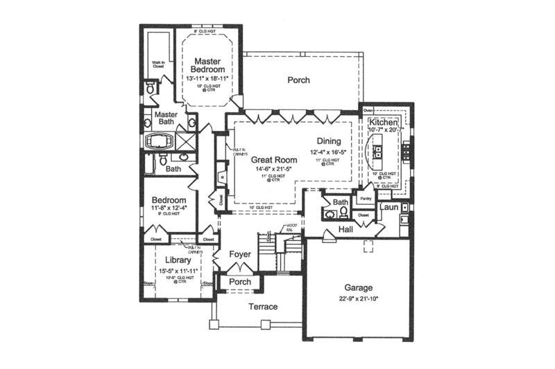 Dream House Plan - Floor Plan - Main Floor for Traditional House Plan #46-847 - 2 bed, 2.5 bath