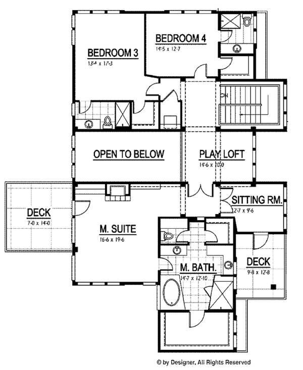 Architectural House Design - Prairie Floor Plan - Upper Floor Plan #569-30
