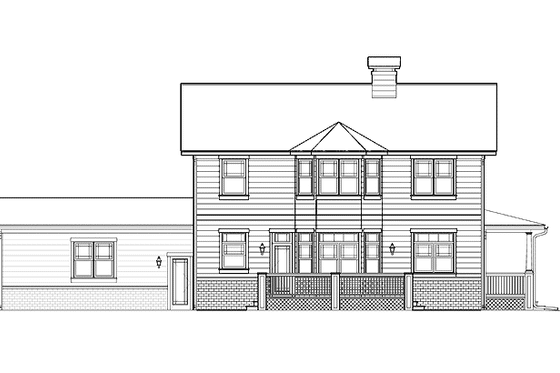 Exterior - Rear Elevation for Country House Plan #1042-5 - 3 bed, 2.5 bath