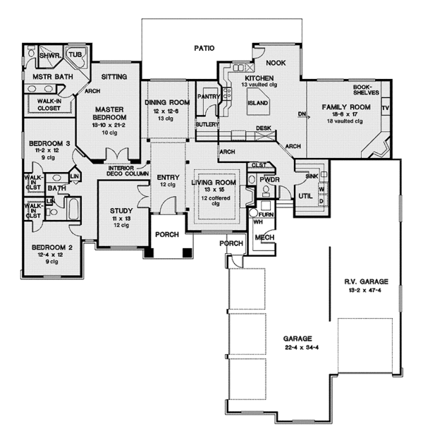 House Design - Traditional Floor Plan - Main Floor Plan #966-5