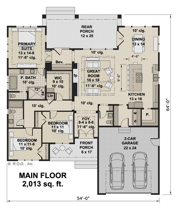 Farmhouse Floor Plan - Main Floor Plan #51-1231