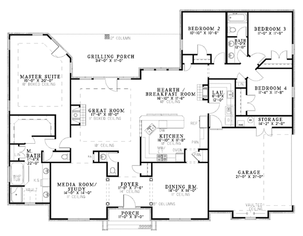 Architectural House Design - Traditional Floor Plan - Main Floor Plan #17-2794