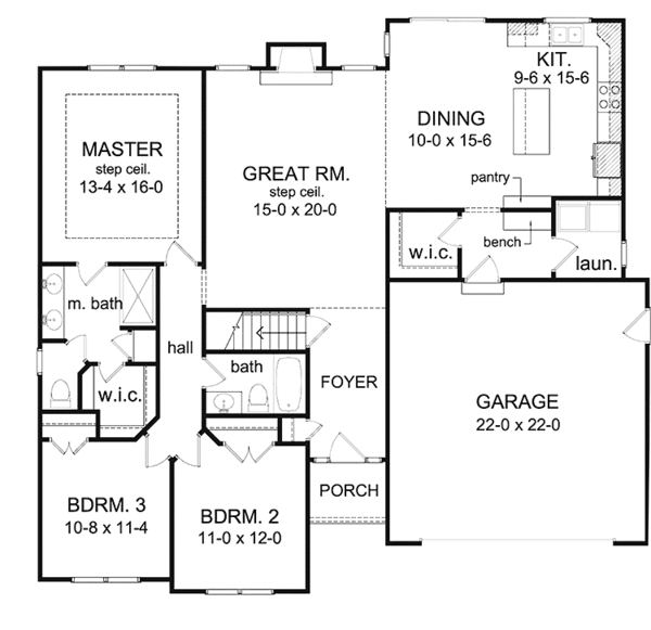 Architectural House Design - Ranch Floor Plan - Main Floor Plan #1010-25