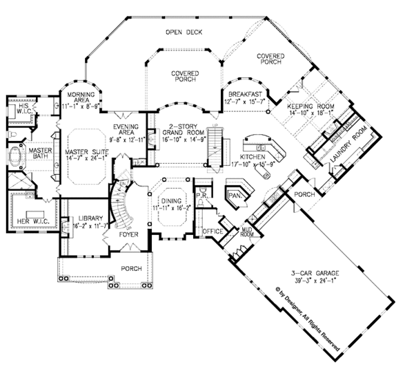Architectural House Design - European Floor Plan - Main Floor Plan #54-289