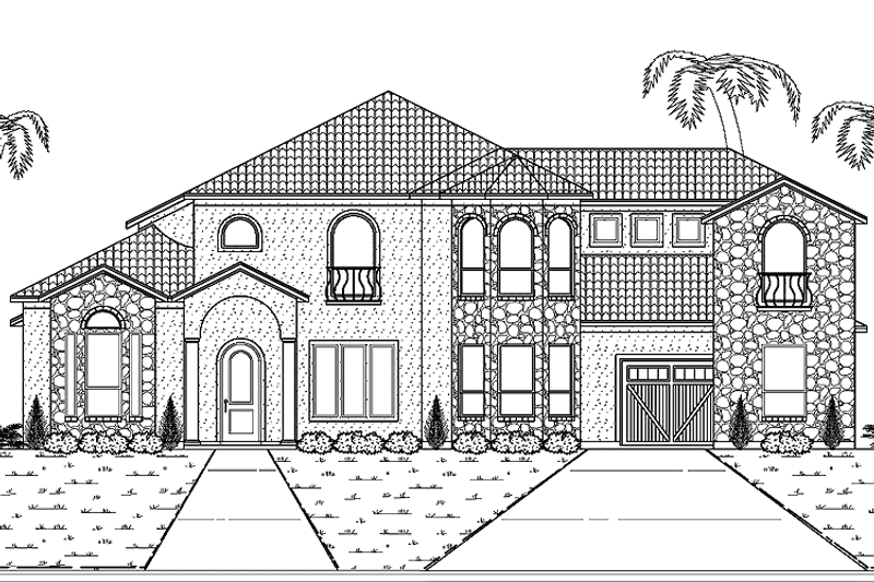 Home Plan - Exterior - Front Elevation 3 for Mediterranean House Plan #84-738 - 5 bed, 4.5 bath