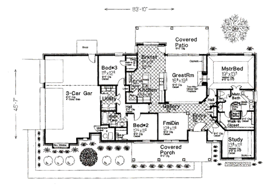 Floor Plan - Main Floor for European House Plan #310-234 - 3 bed, 2 bath
