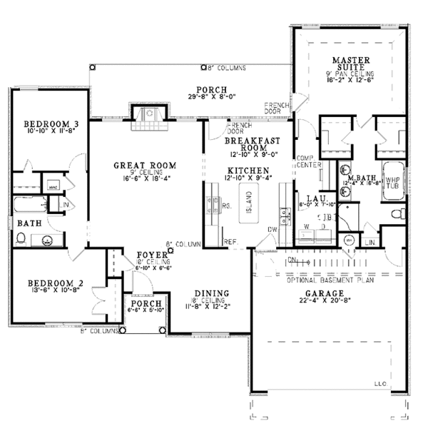 Architectural House Design - Ranch Floor Plan - Main Floor Plan #17-3186