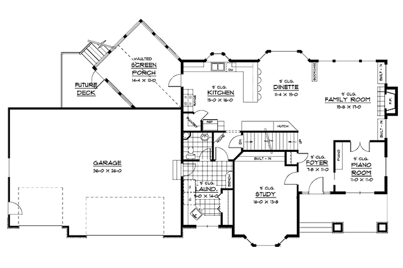 Home Plan - Floor Plan - Main Floor for European House Plan #51-639 - 3 bed, 2.5 bath