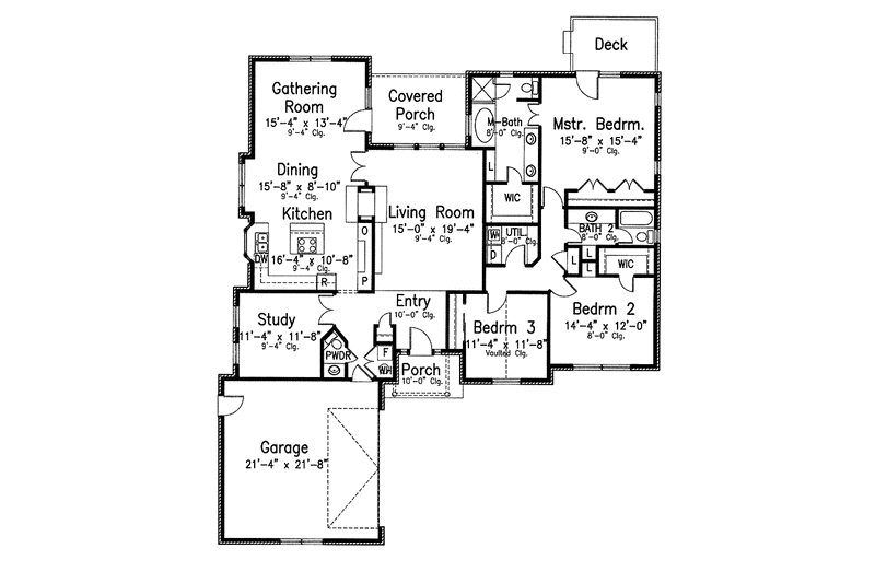 House Blueprint - Floor Plan - Main Floor for Country House Plan #52-255 - 3 bed, 2.5 bath