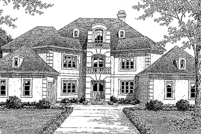 House Design - Exterior - Front Elevation 3 for European House Plan #453-110 - 5 bed, 5.5 bath