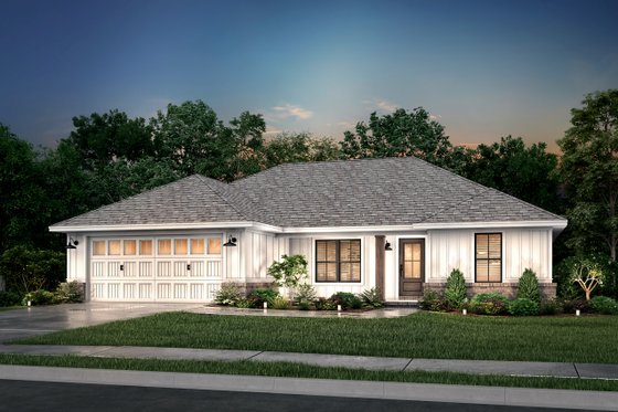 Exterior - Front Elevation 4 for Ranch House Plan #430-181 - 3 bed, 2 bath