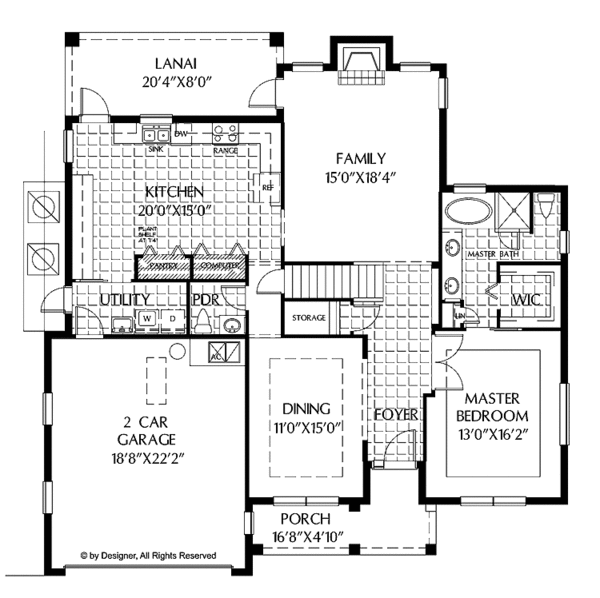 Architectural House Design - Mediterranean Floor Plan - Main Floor Plan #999-137