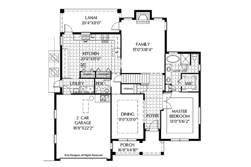 Dream House Plan - Floor Plan - Main Floor for Mediterranean House Plan #999-137 - 3 bed, 2.5 bath