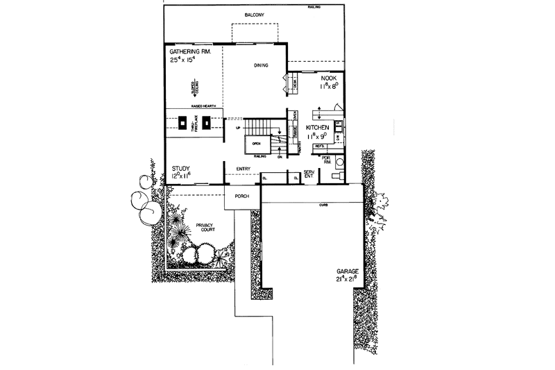 Home Plan - Floor Plan - Main Floor for Contemporary House Plan #72-702 - 3 bed, 3.5 bath