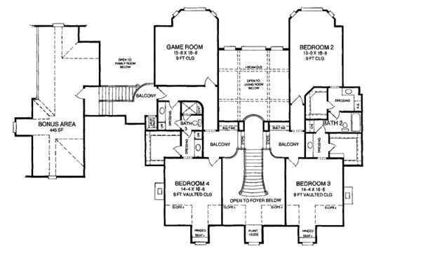 House Design - Classical Floor Plan - Upper Floor Plan #952-249