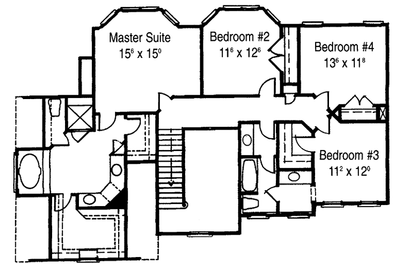 Home Plan - Floor Plan - Upper Floor for Classical House Plan #429-223 - 4 bed, 2.5 bath