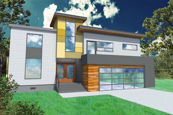 Exterior - Front Elevation for Modern House Plan #518-4 - 3 bed, 3.5 bath