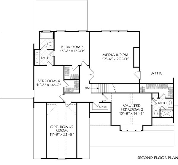 Architectural House Design - Floor Plan - Upper Floor for Cottage House Plan #927-1058 - 4 bed, 3.5 bath